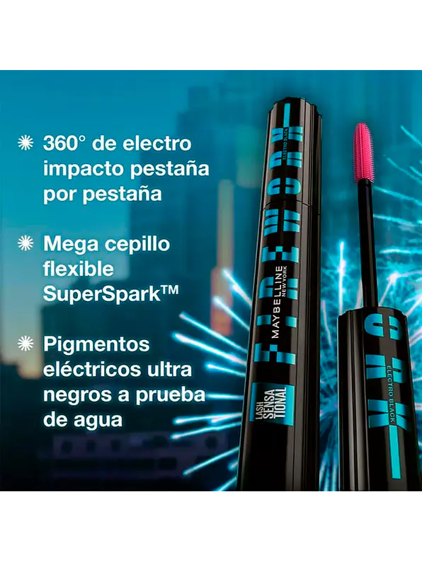 Mascara de Pestañas Maybelline Firework Electro Black WTP 3