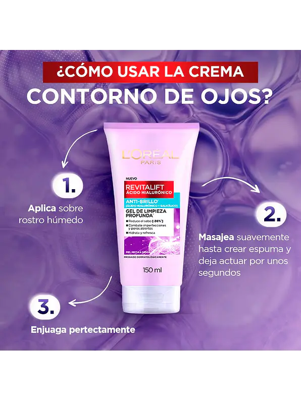 Gel de Limpieza Profunda Loreal Paris Anti Brillo 150ml 3