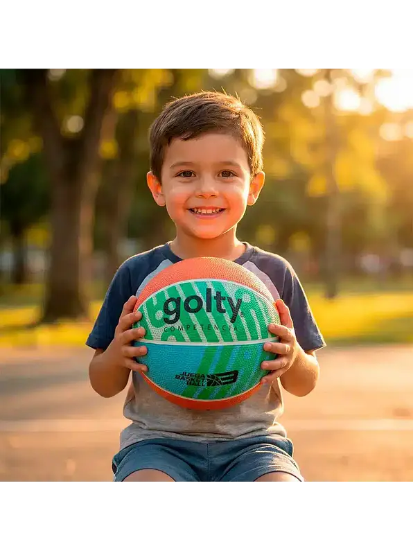 Balón De Baloncesto Para Niños Golty #3 Naranja/Verde 5