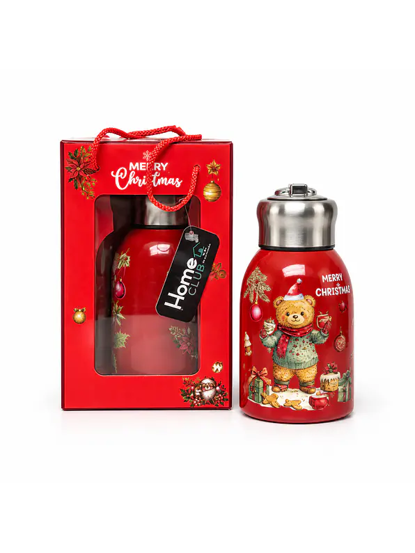 Termo Acero Inoxidable 300 Ml Motivos Navideños + Empaque De Regalo 1