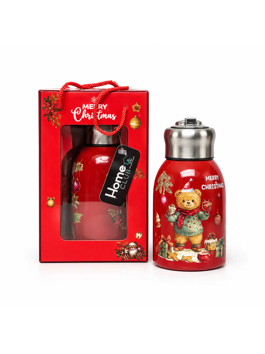 Termo Acero Inoxidable 300 Ml Motivos Navideños + Empaque De Regalo 1