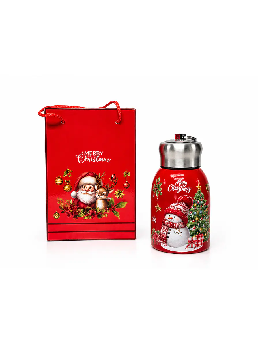 Termo Acero Inoxidable 300 Ml Motivos Navideños + Empaque De Regalo 4