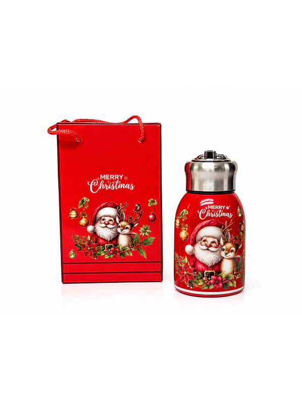 Termo Acero Inoxidable 300 Ml Motivos Navideños + Empaque De Regalo 5