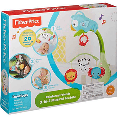 Fisher Price Móvil Para Bebés Azul 3 En 1 Animalitos 