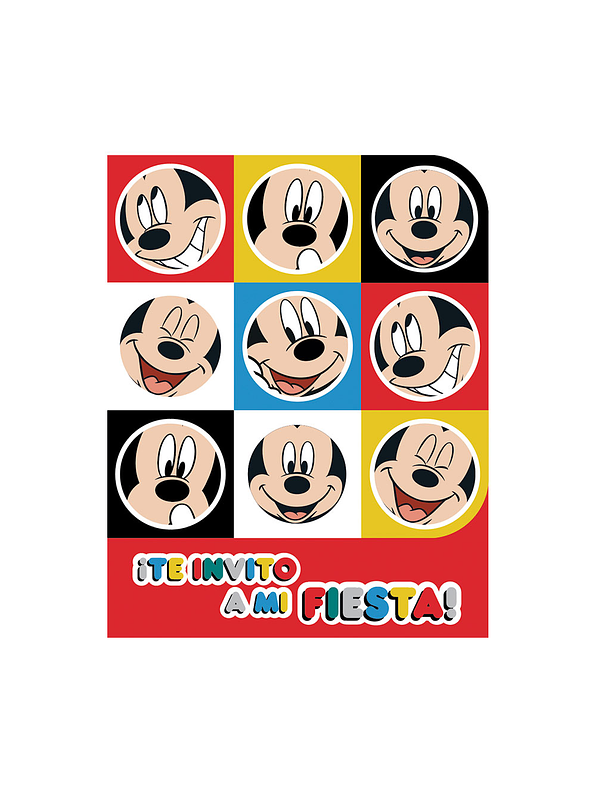 Invitacion Con Sobre De Mickey Face Tiem X 8 Unidades 1