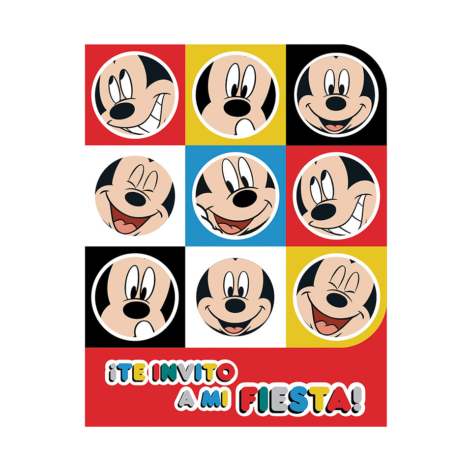 Invitacion Con Sobre De Mickey Face Tiem X 8 Unidades