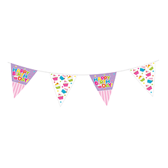Banderola metalizada Feliz Cumpleaños Cupcakes
