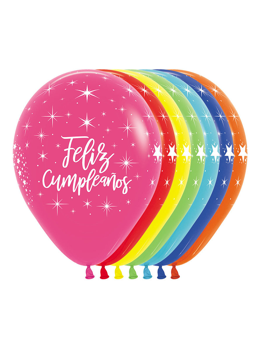 Globo R-12 Infinity Feliz Cumpleaños Radiante Fashion Surtido X 12 unidades 1