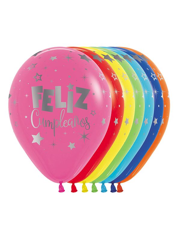 Globo R-12 Infinity Feliz Cumpleaños Fantasía Mink Fashion Surtido X 12 unidades 1