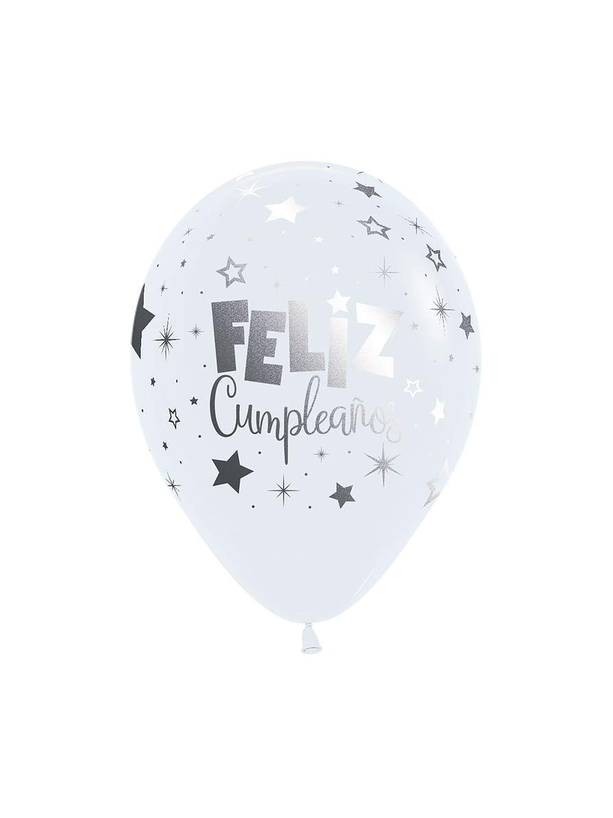 Globo R-12 M link Feliz Cumpleaños Fantasía Fashion blanco x 12 unidades 1