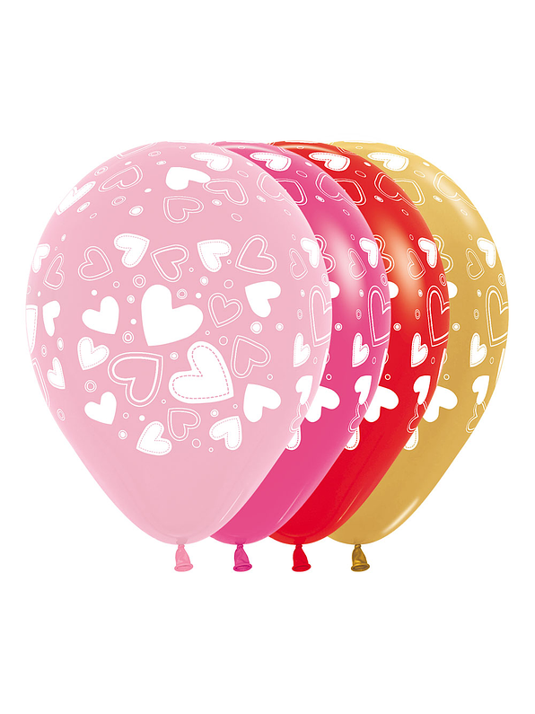 Globo R-12 Infinity corazones surtidos x 12 unidades 1