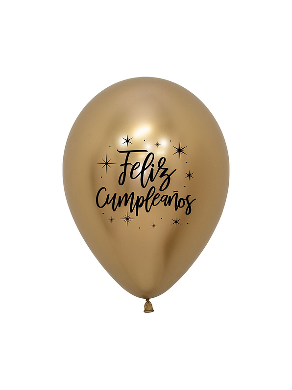 Globo R-12 feliz cumpleaños radiante reflex dorado x 12 unidades 1
