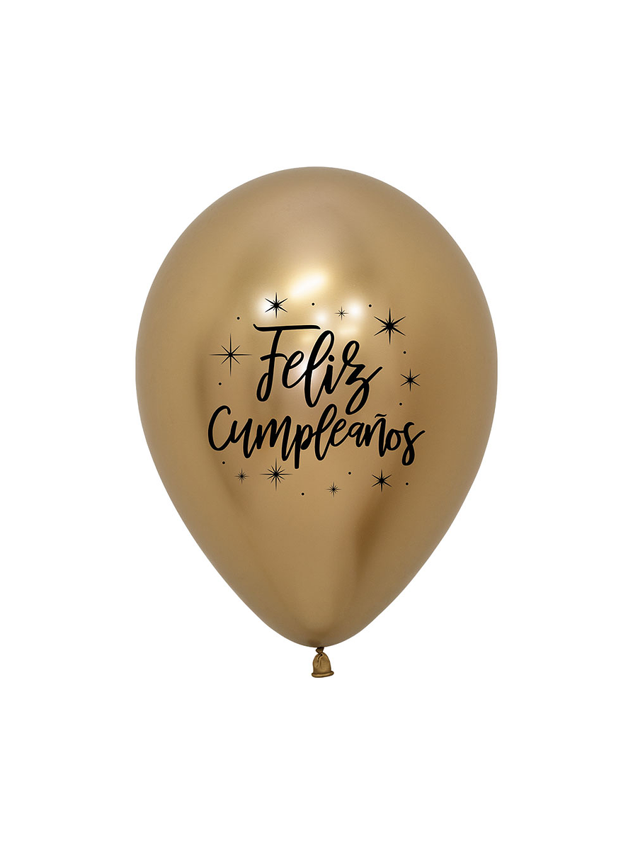 Globo R-12 feliz cumpleaños radiante reflex dorado x 12 unidades 1