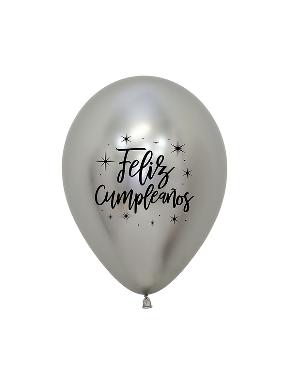 Globo R-12 feliz cumpleaños radiante reflex plata x 12 unidades 1