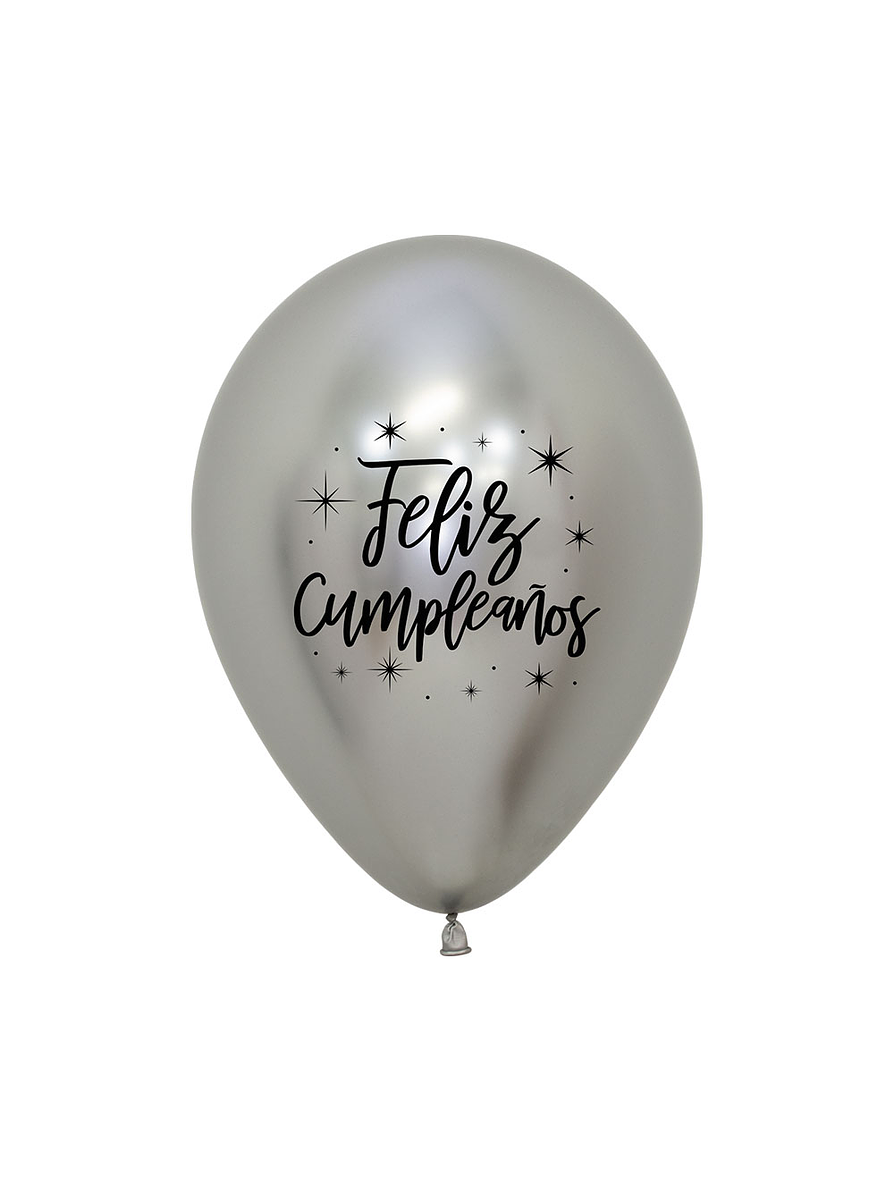 Globo R-12 feliz cumpleaños radiante reflex plata x 12 unidades 1
