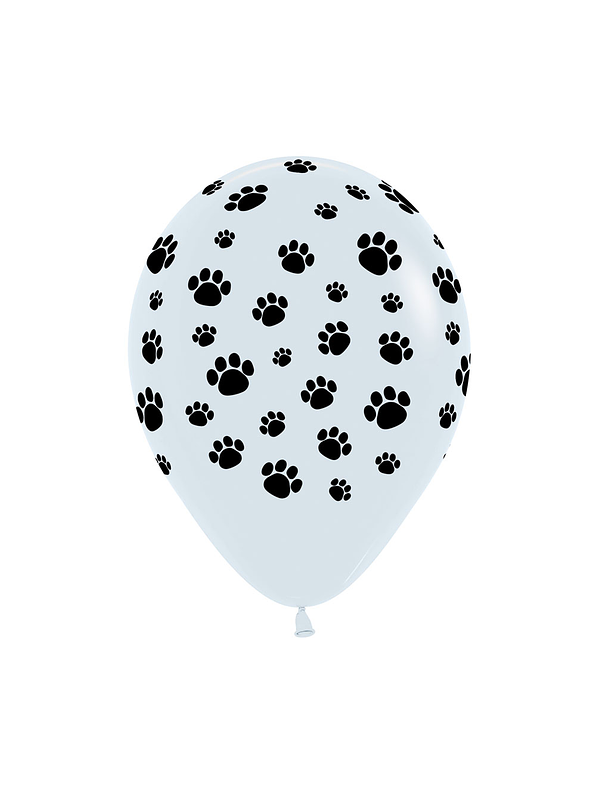 Globo R-12 Infinity Huellitas Mascota Fashion Blanco X 12 unidades 1