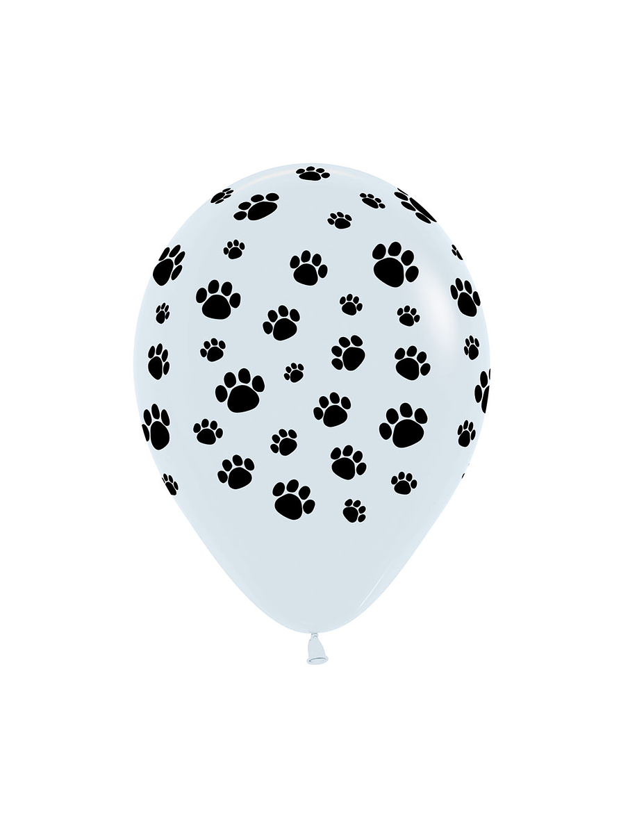 Globo R-12 Infinity Huellitas Mascota Fashion Blanco X 12 unidades 1