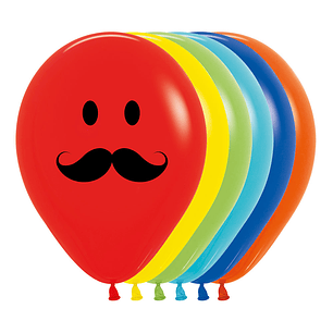 Globo R-12 Imp Carita Feliz Bigote Fashion Surtido X 12