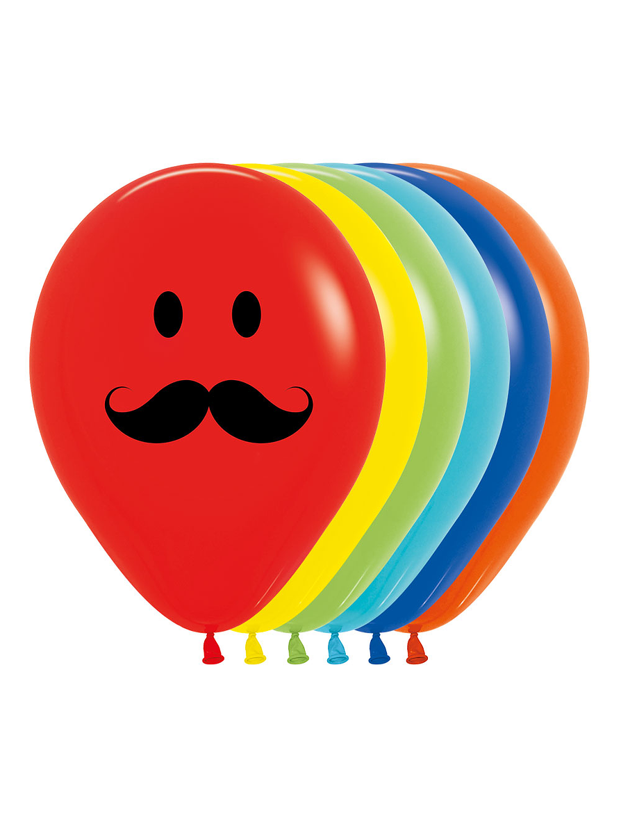 Globo R-12 Imp Carita Feliz Bigote Fashion Surtido X 12 1