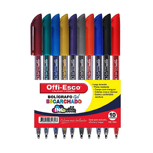 Lapicero gel escarchado x 10 unidades