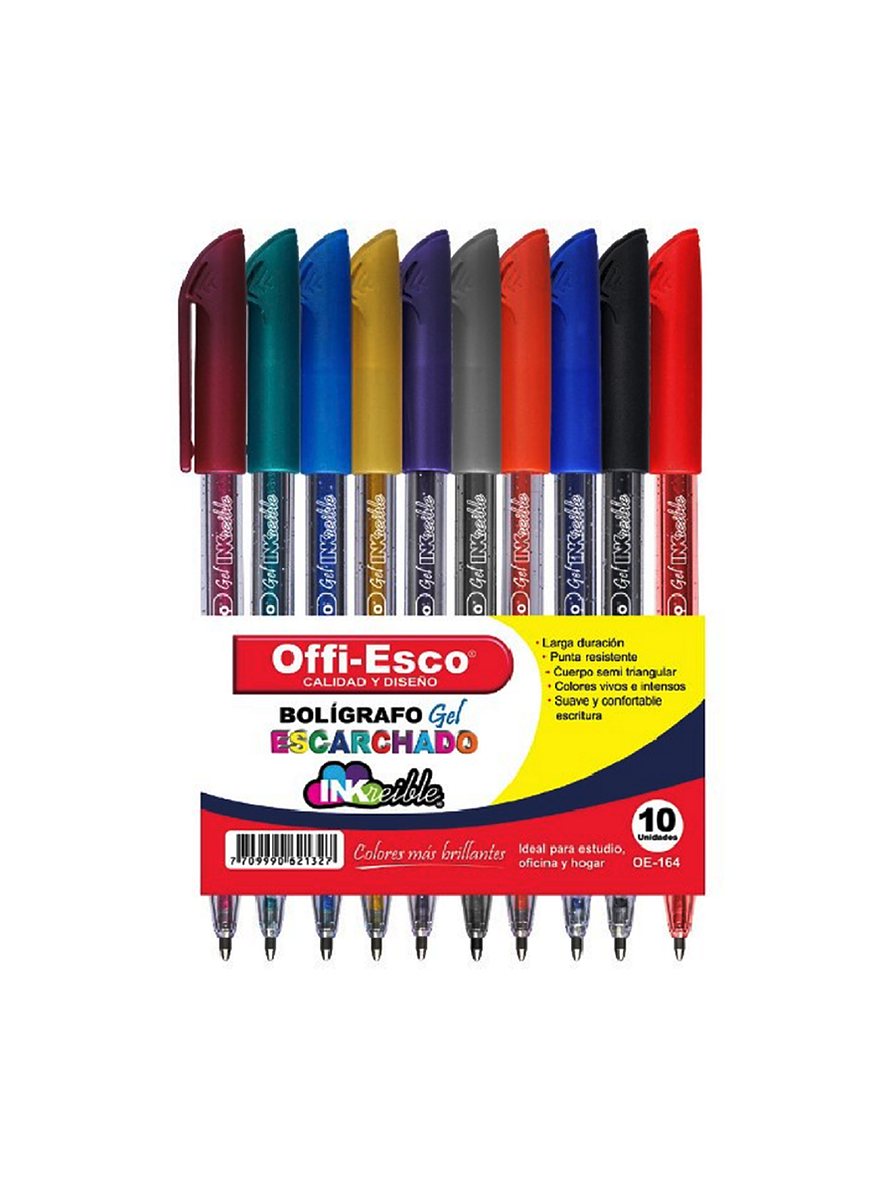 Lapicero gel escarchado x 10 unidades 1