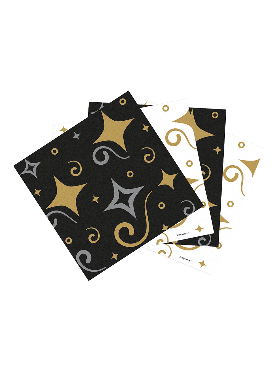 Servilleta Pequeña Felíz Cumpleaños Dorado/negro x 16 unidades 1