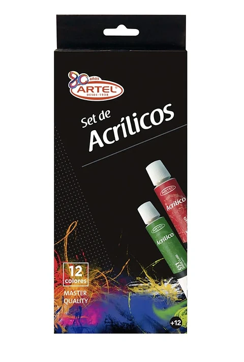 Acrílicos en Set 12 Colores 12ml Artel