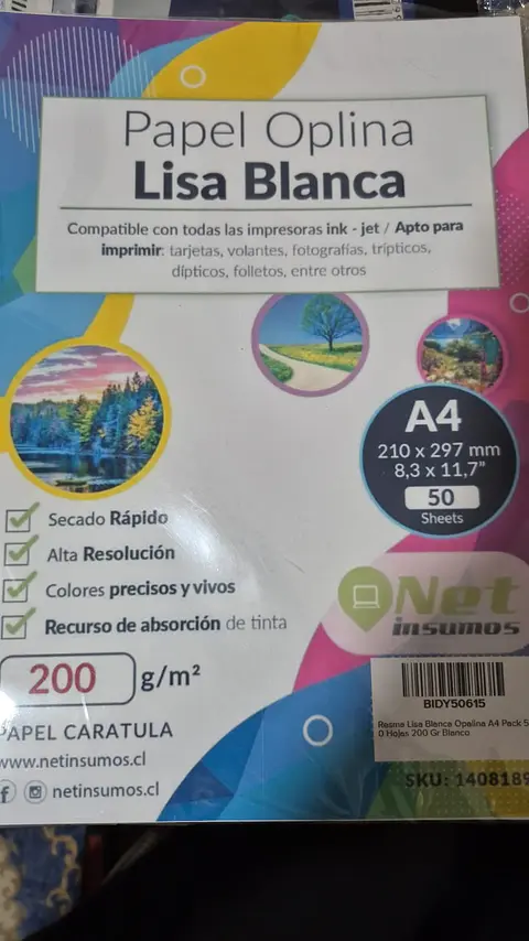 Opalina Lisa Oficio Blanca 200 Grs
