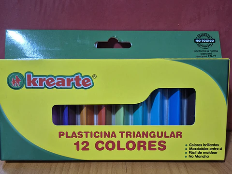 Plasticina 12 Colores Triangular Krearte