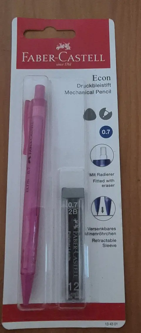 Portaminas Faber Castell Rosado 0,7, con Minas