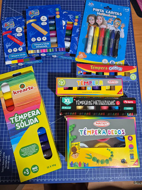 Tempera Solida 12 Colores Krearte