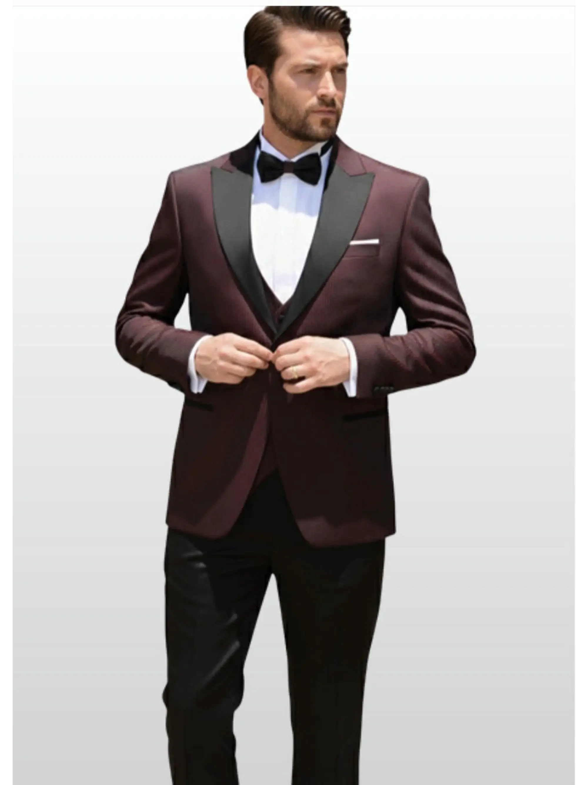 Traje Burdeo Diseño Solapa Negra 1