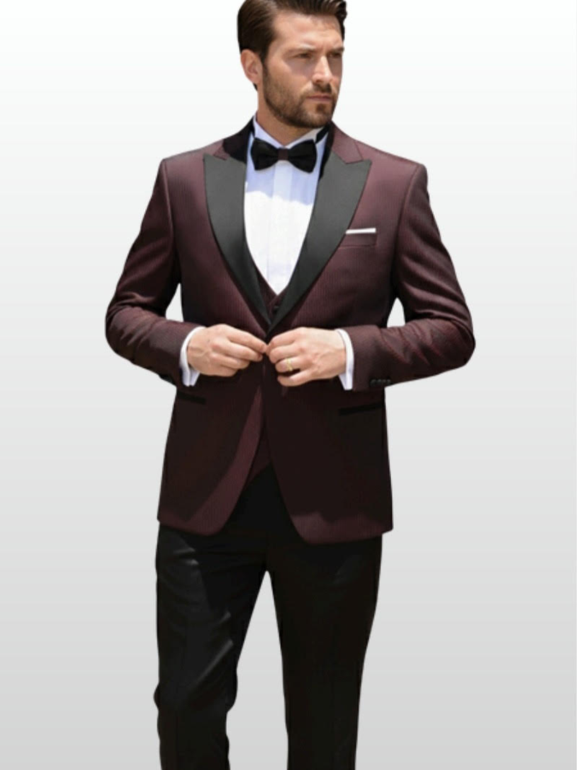 Traje Burdeo Diseño Solapa Negra 1