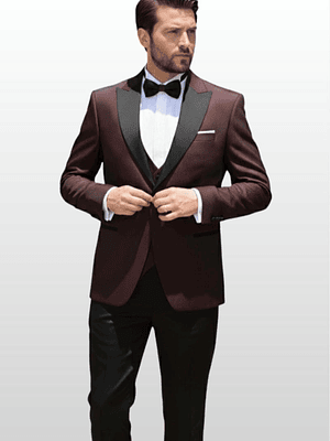 Traje Burdeo Diseño Solapa Negra