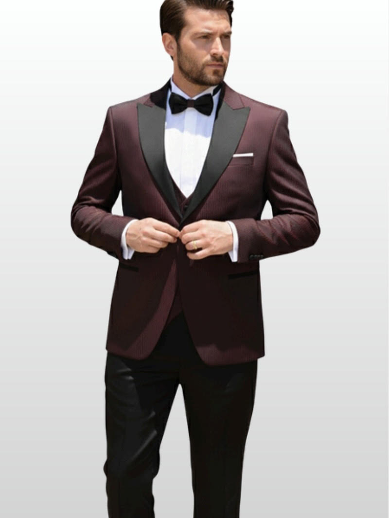 Traje Burdeo Diseño Solapa Negra 1