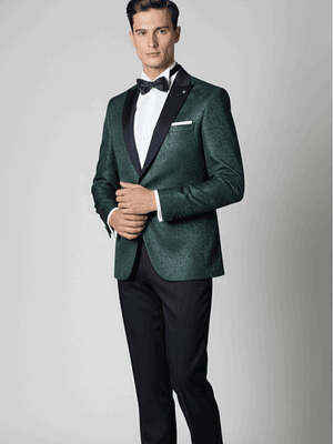 Traje Verde Solapa azul 