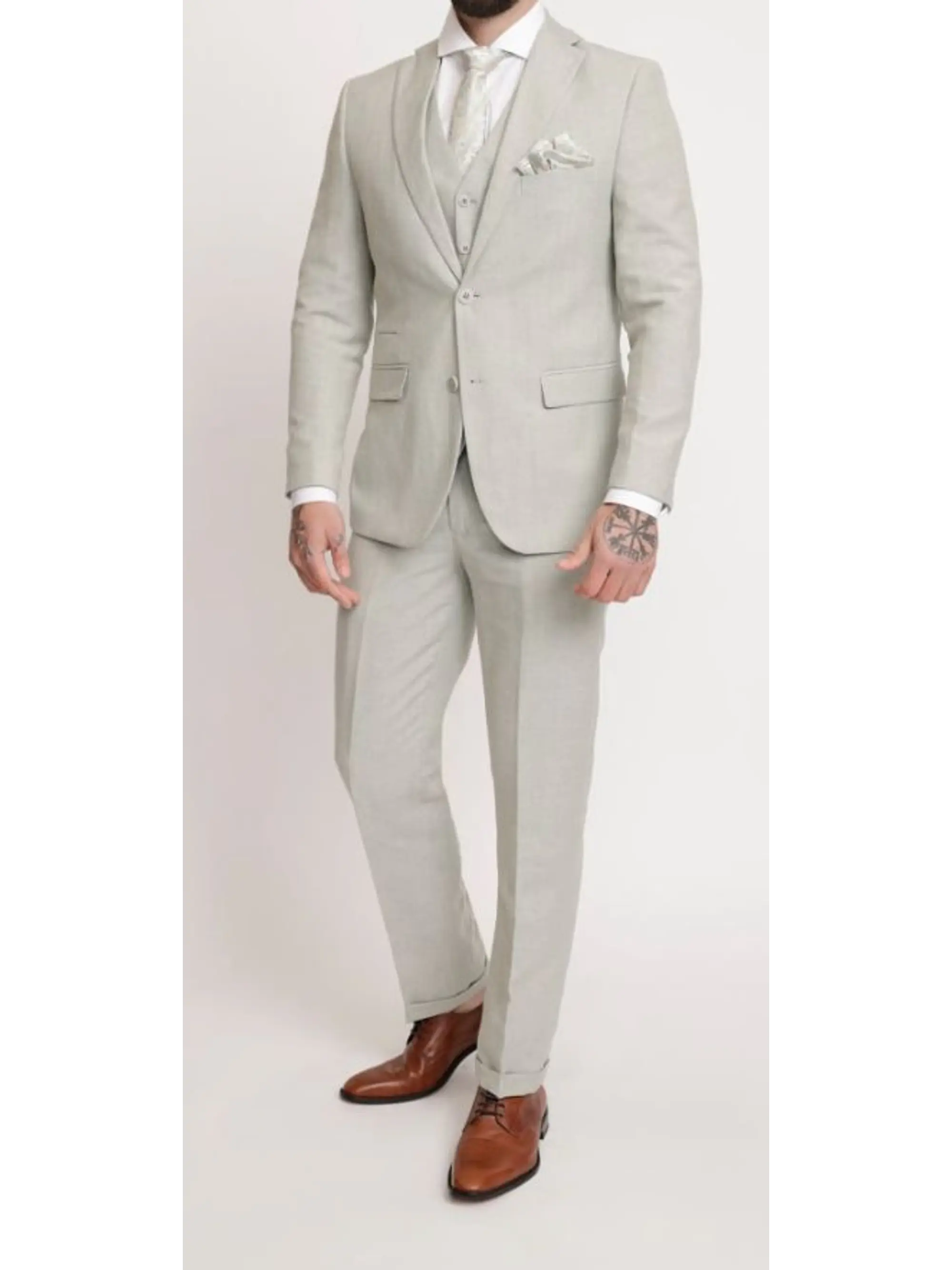 Traje de Lino Verde Agua (Camisa, Colleras y Humita/Corbata)  1