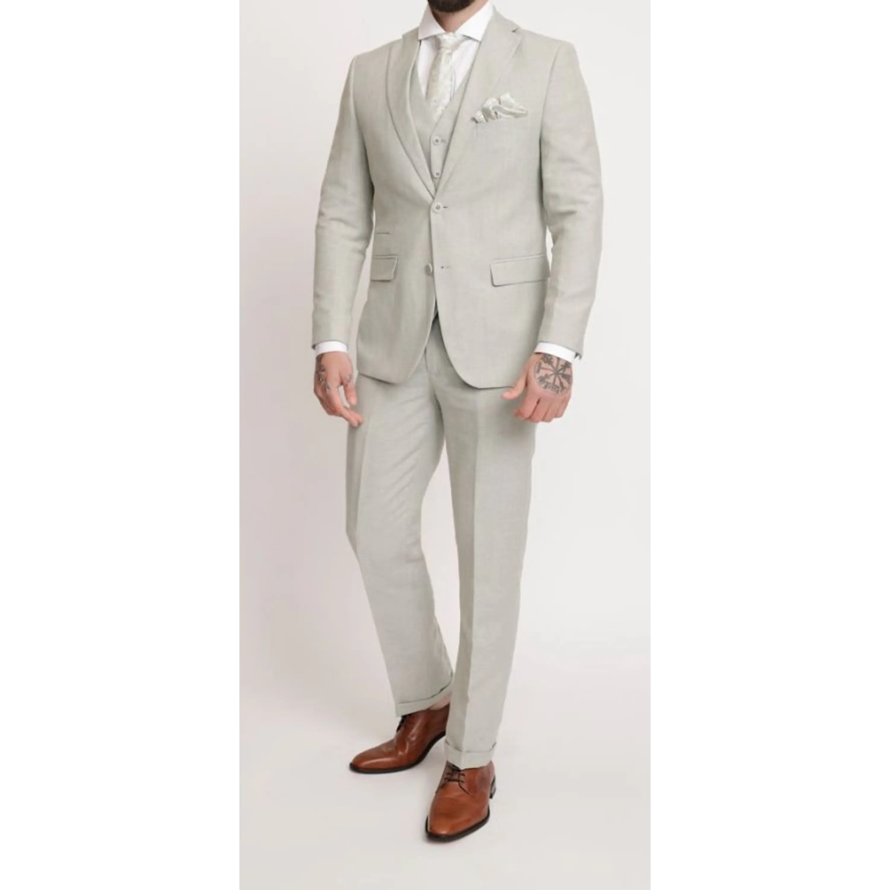 Traje de Lino Verde Agua (Camisa, Colleras y Humita/Corbata)  1