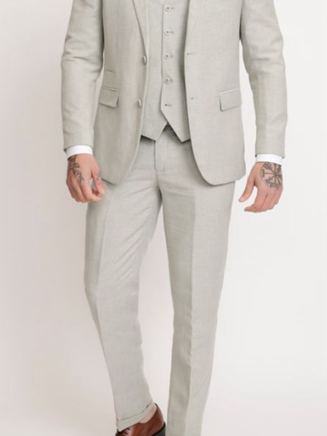 Traje de Lino Verde Agua (Camisa, Colleras y Humita/Corbata)  2