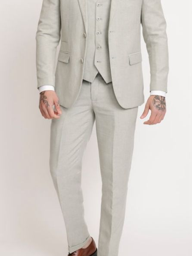 Traje de Lino Verde Agua (Camisa, Colleras y Humita/Corbata)  2