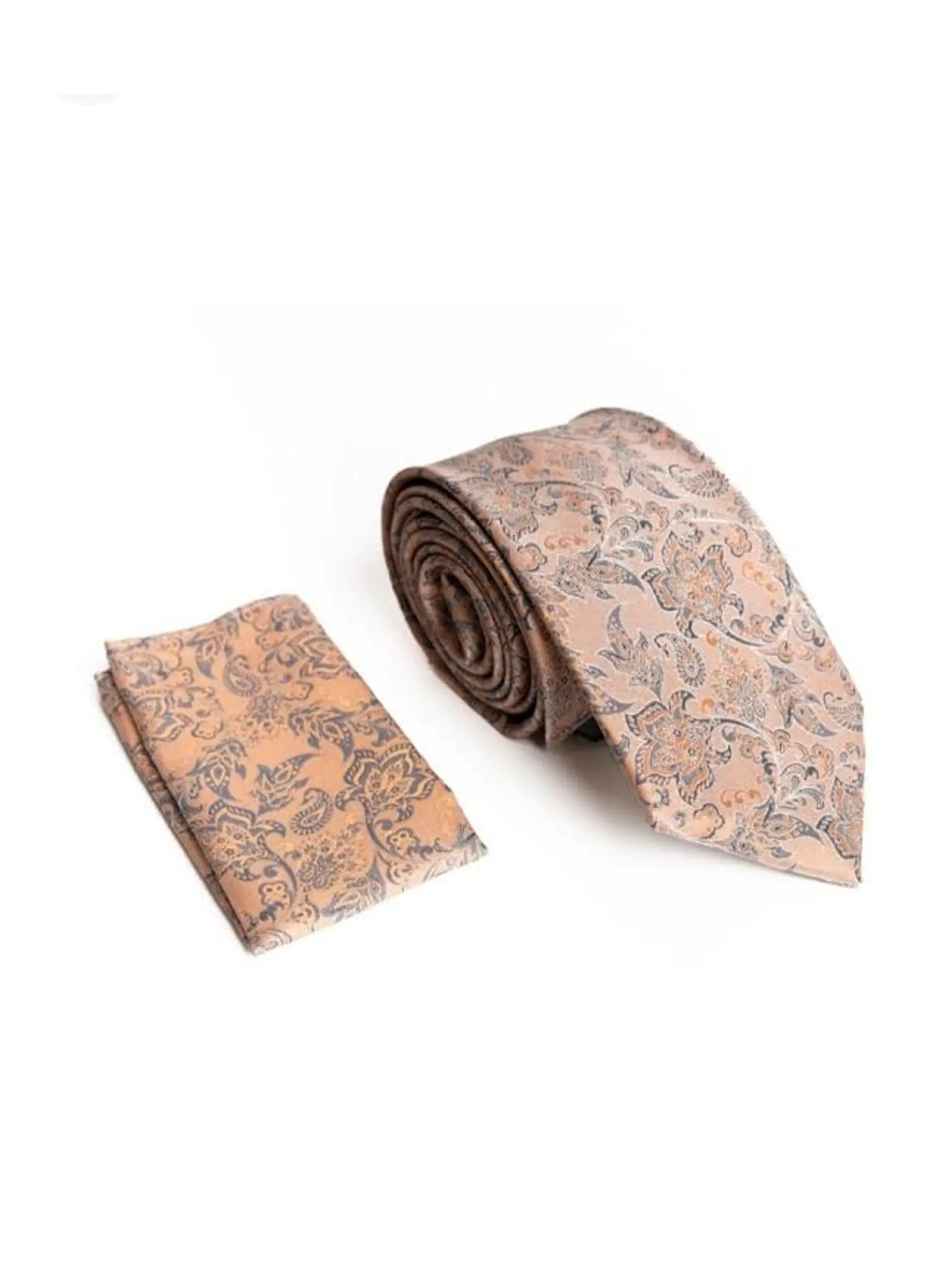 Corbata con Pañuelo (Beige Arena y Diseño) 1