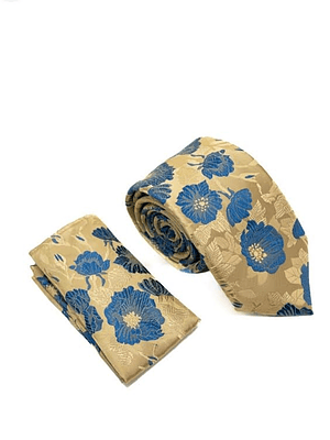 Corbata con Pañuelo (Dorado y Diseño)