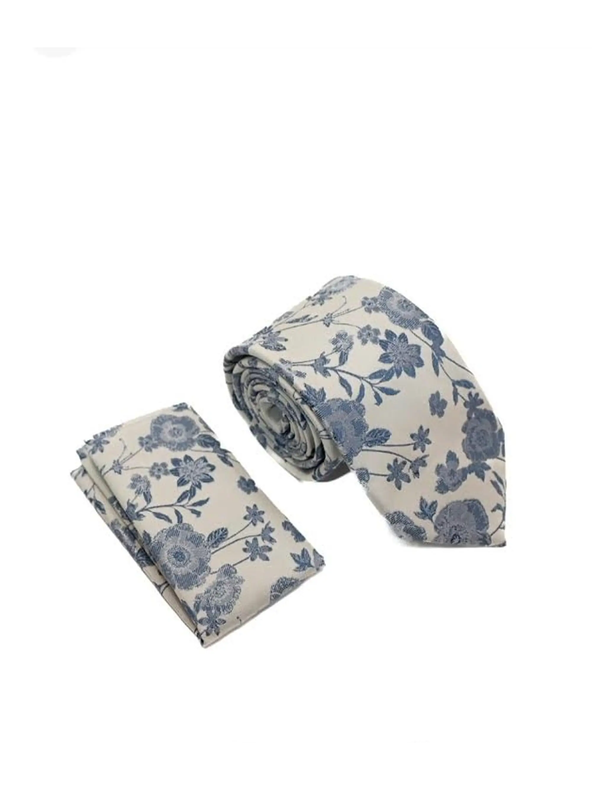 Corbata con Pañuelo (Blanco y Diseño) 1