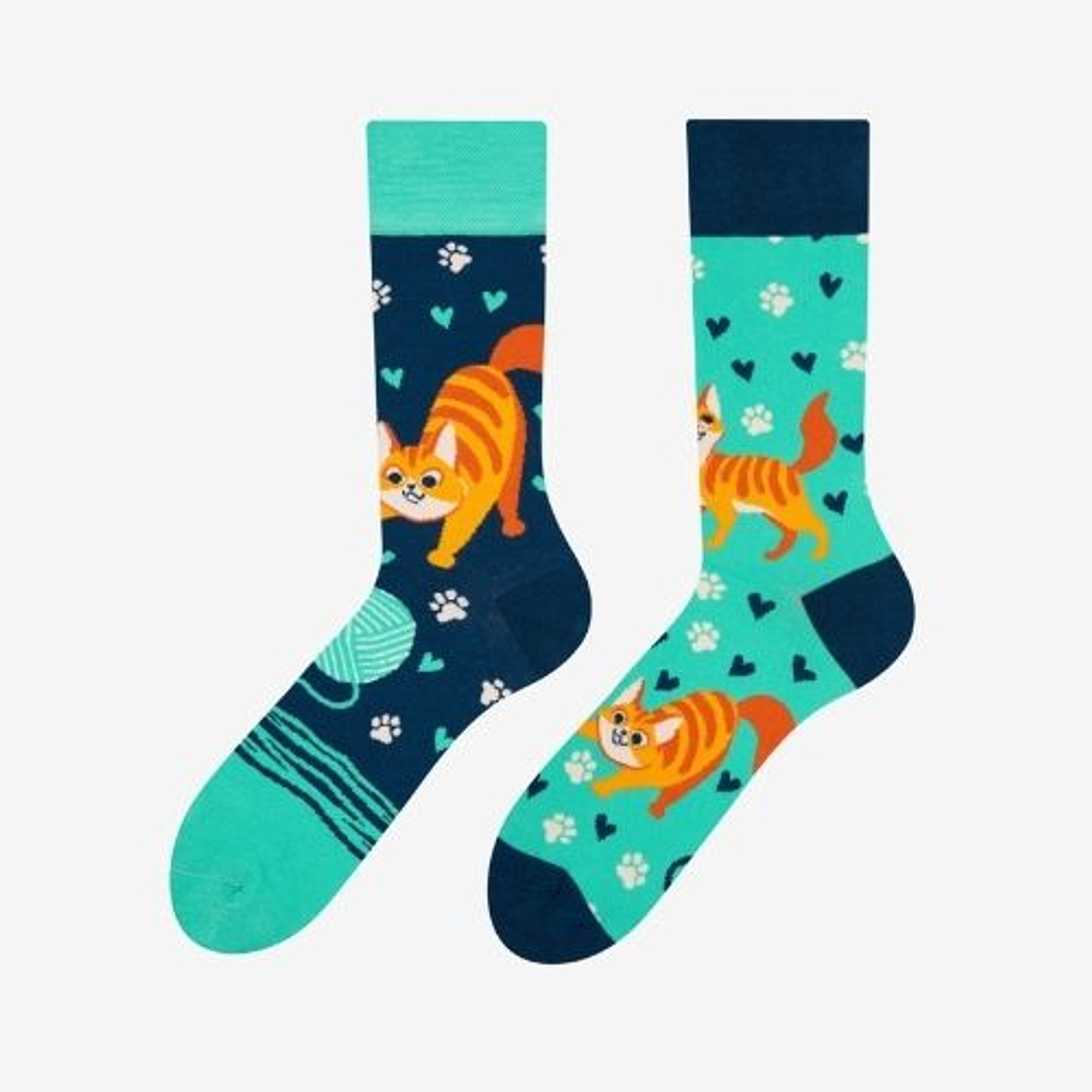 CALCETINES DE ALGODON FANTASIA  ALEGRE DISPARES GATO FELIZ 1