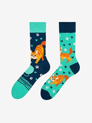 CALCETINES DE ALGODON FANTASIA  ALEGRE DISPARES GATO FELIZ