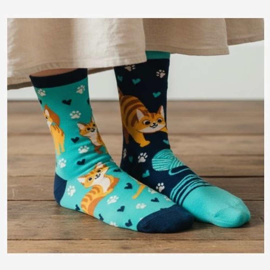 CALCETINES DE ALGODON FANTASIA  ALEGRE DISPARES GATO FELIZ 2