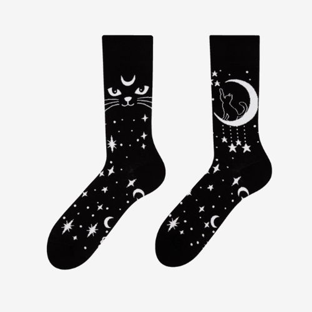 CALCETINES DE ALGODON FANTASIA  ALEGRE DISPARES  GATO MÍSTICO 1