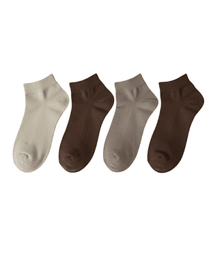 CALCETIN DE ALGODON BASICO TOBILLERO TONOS TIERRA , ARENA Y CREMA