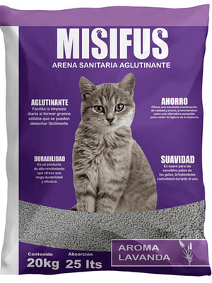 Arena Sanitaria Misifus 20kg Lavanda