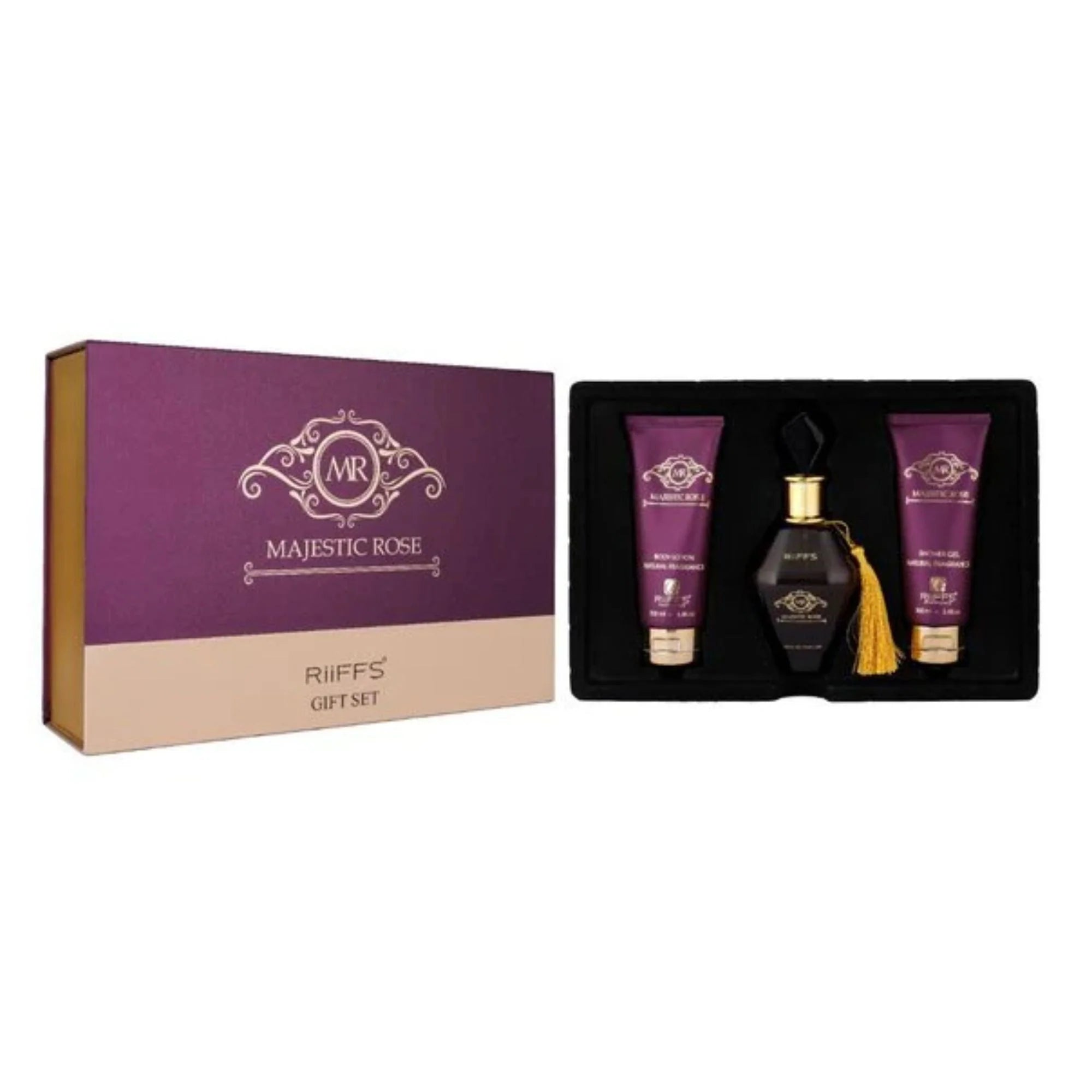 Estuche Riiffs Majestic Rose Edp 100ml Mujer + 100 Body locion + 100ml Gel